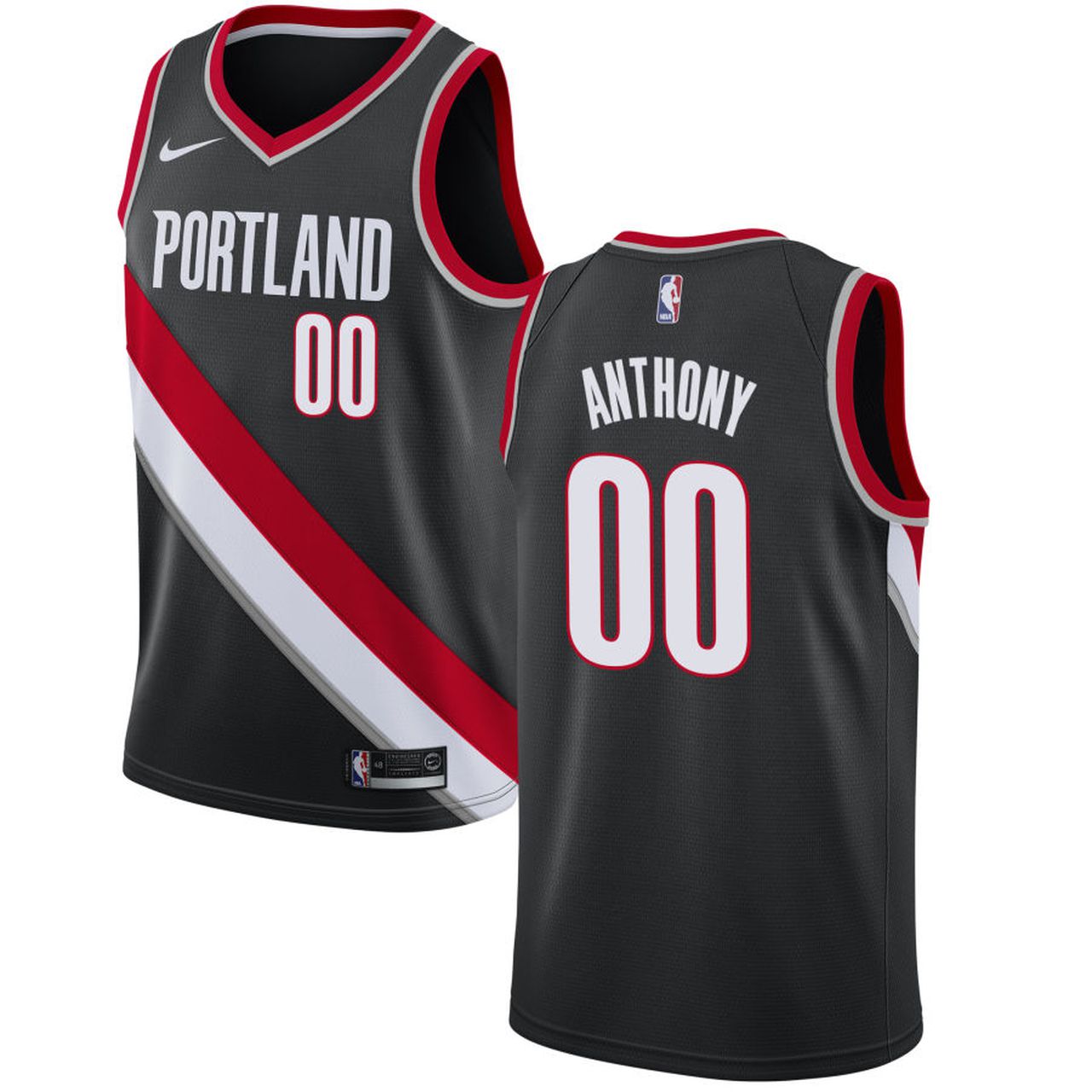 Custom Men Portland Trail Blazers Carmelo Anthony #00 Black NBA Jersey->women mlb jersey->Women Jersey